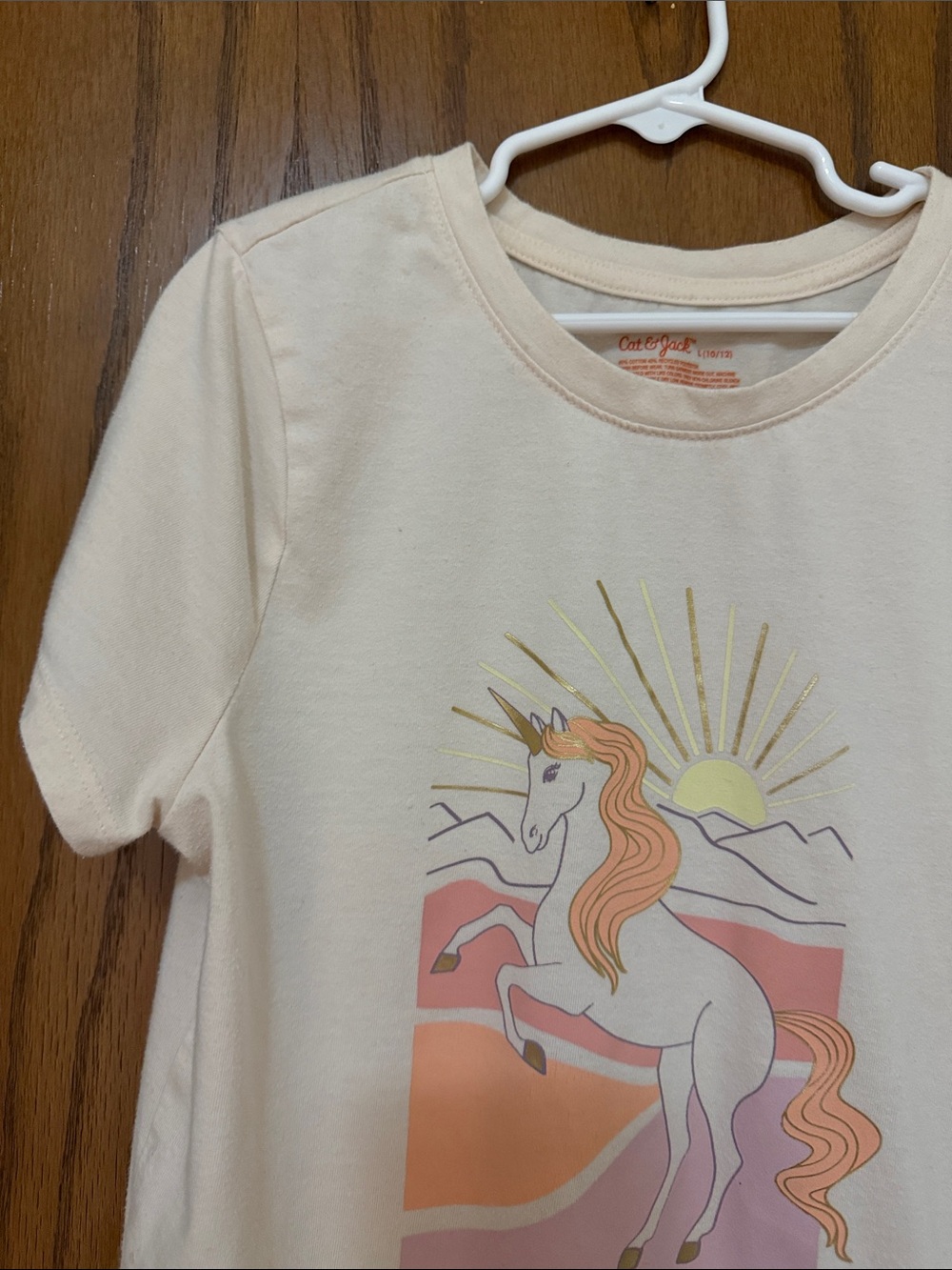 Cat & Jack Cream Short-Sleeve Tee with Pastel Unicorn Graphic - Picture 4 of 10